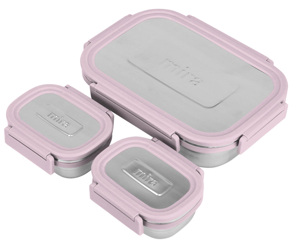 Food storage boxes, set of 3 in Pink