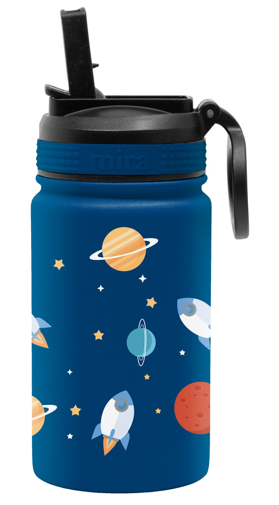 MIRA 15oz Insulated Kids Water Bottle with Straw, One Touch Lid, Stainless  Steel, Planets 